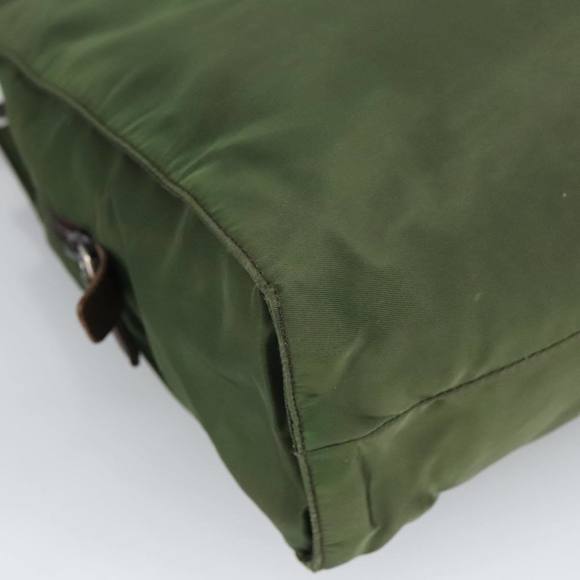 PRADA Shoulder Bag Nylon Leather Khaki Brown Silver Auth bs20160 - Picture 15 of 16